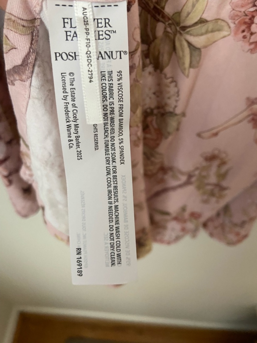 Posh Peanut Flower Fairies Bamboo Blanket Pink Fairy Floral 42x43 Lovey - Picture 3 of 6
